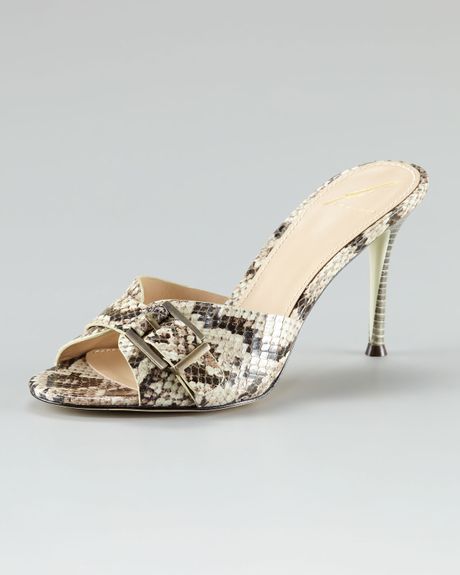 B Brian Atwood Maritima Snakeprint Slide in Beige (nude) - Lyst