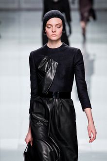 Dior Fall 2012 Leather Inset Wool Top  - Lyst