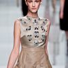 Dior Fall 2012 Leather Inset Sheer Hem Skirt  in Beige (grey, natural) - Lyst
