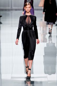 Dior Fall 2012 Sheer Inset Round-Neck Evening Dress - Lyst