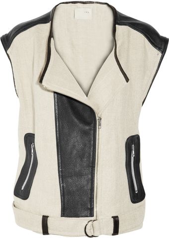 Iro Marshal Leather-Trimmed Woven Linen Gilet - Lyst