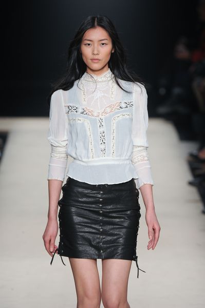 Isabel Marant Fall 2012 Black Mini Leather Skirt WIth Laced Eyelets in Black - Lyst