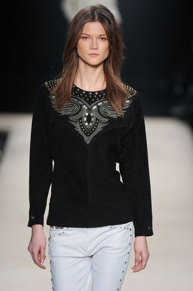 Isabel Marant Fall 2012 Black Long Sleeve Top With Stud Embellished Neckline in Black - Lyst