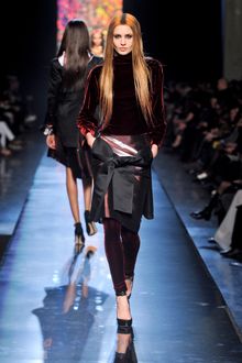 Jean Paul Gaultier Fall 2012 Velvet Leggings in Burgundy - Lyst