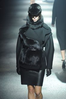 Lanvin Fall 2012 Fur and Wool Belted Coat - Lyst