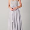 Marchesa Strapless Empire Gown with Beaded Bodice in Silver - Lyst