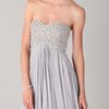 Marchesa Strapless Empire Gown with Beaded Bodice in Silver - Lyst
