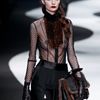 Viktor & Rolf Fall 2012 Sheer Blouse with Polka Dots Sleeves and Animal Trim in Black - Lyst
