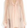 Alexander Mcqueen SilkChiffon PussyBow Blouse in Pink (blush) - Lyst