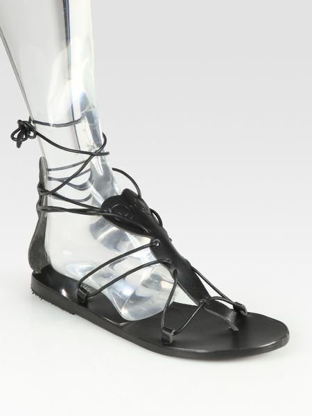 Ancient Greek Sandals Circe Tieup Leather Sandals in Black | Lyst