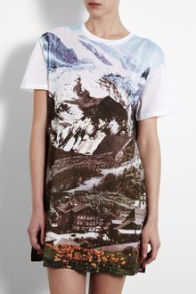 Carven Mountainscape Print T-Shirt Dress - Lyst