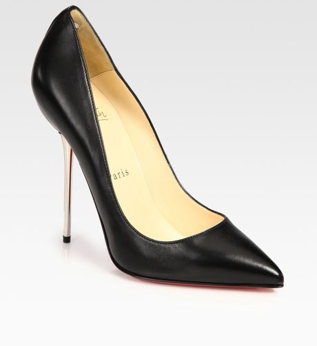 Christian Louboutin Leather Point Toe Pumps in Black - Lyst
