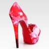 Christian Louboutin Floralprint Peep Toe Platform Pumps in Pink - Lyst