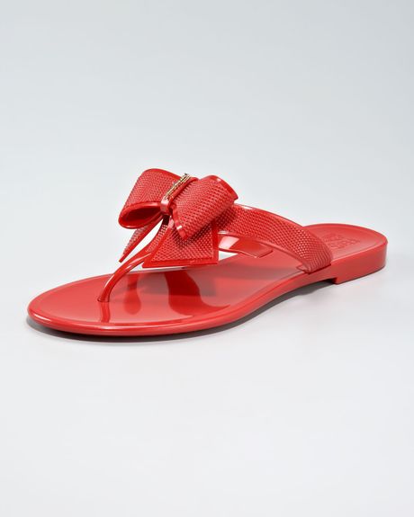 Ferragamo Bali Bow Thong in Red (loto) - Lyst