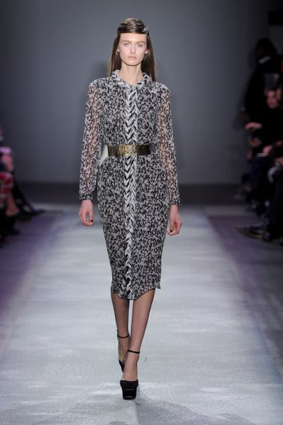 Giambattista Valli Fall 2012 Wool Blend ThickKnit Cardigan Dress  in Black (black, grey, white) - Lyst