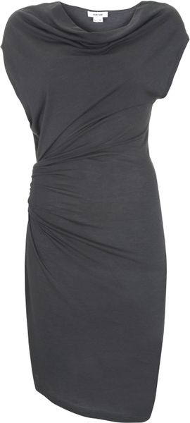 Helmut Lang Steel Drape Side Asymmetric Dress in Gray (steel) - Lyst