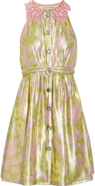 Marc Jacobs Metallic Floral-print Silk-blend Dress - Lyst