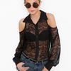 Nasty Gal Cutout Lace Blouse  Black in Black - Lyst
