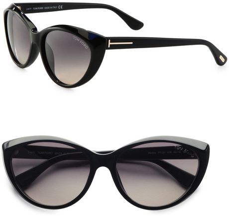 Tom Ford Classic Plastic Cateye Sunglasses in Black - Lyst