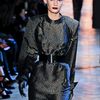 Yves Saint Laurent Fall 2012 Gray Textured Midi Dress With Wide Shoulders in Gray - Lyst