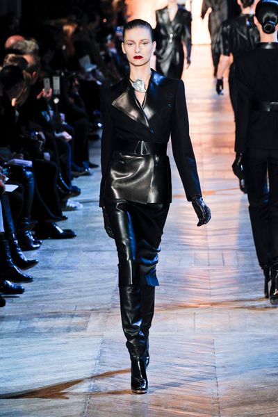 Yves Saint Laurent Fall 2012 Black Knee Length Leather Boots in Black - Lyst