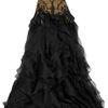 Alexander Mcqueen Embroidered SilkFaille and Organza Gown in Gold (black) - Lyst