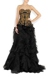 Alexander McQueen Embroidered Silk-Faille and Organza Gown