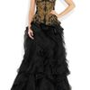 Alexander Mcqueen Embroidered SilkFaille and Organza Gown in Gold (black) - Lyst