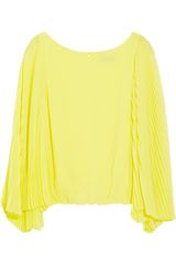 Alice + Olivia Briar Bell-sleeve Crinkled-chiffon Top