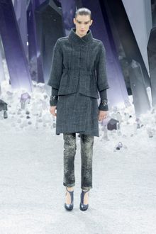Chanel Fall 2012 Mandarin Collar Tweed Jacket with Banded Waist - Lyst