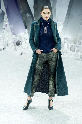 Chanel Fall 2012 Green Animal Print Leather Pants - Lyst