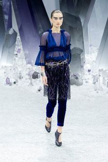 Chanel Fall 2012 Blue Velvet Leggings  - Lyst