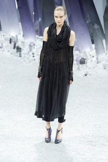Chanel Fall 2012 Sheer Plisse Midi Dress - Lyst