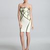 Hervé Léger Strapless Contrast Dress in Beige (bright lime combo) - Lyst