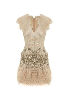 Matthew Williamson Lacquer Lace Feathered Dress - Lyst