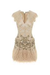 Matthew Williamson Lacquer Lace Feathered Dress
