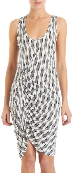 Thakoon Gathered Front Dress in Gray (white) - Lyst