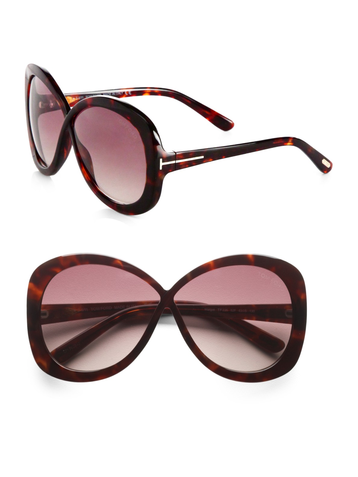 Tom Ford Plastic Crossover Butterfly Sunglasses in Brown (havana) Lyst