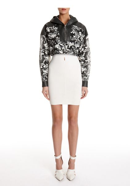 Alexander Wang Botanical Ombre Cropped Hoodie in Gray (grey scale) - Lyst