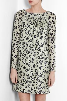 A.P.C. Leopard Print Silk Voile Smock Dress - Lyst
