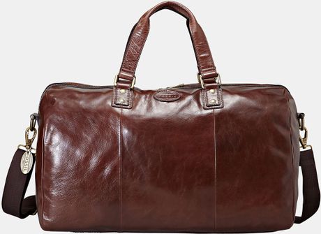 Fossil Transit Leather Duffel Bag in Brown for Men (dark brown) - Lyst