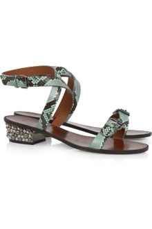 Lanvin Embellished Python Sandals - Lyst