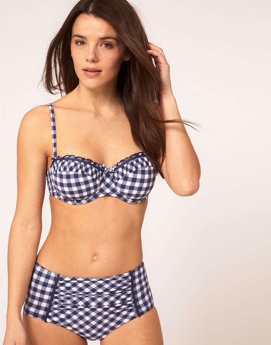 Lyst Seafolly Gingham High Waisted Bikini Briefs In Blue