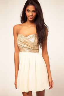 Tfnc Tfnc Dress with Sequin Bandeau & Chiffon Skirt - Lyst