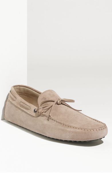 Tod's Gommini Laceup Driving Shoe in Beige for Men (pale pink suede) - Lyst