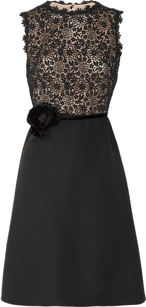 Valentino Silk-Crepe and Lace Dress - Lyst