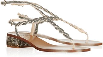 Valentino Crystal-Embellished Leather Sandals - Lyst