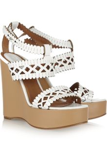 Chloé Cutout Leather Wedges - Lyst