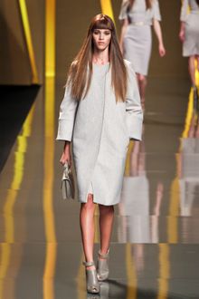 Elie Saab Fall 2012 Collarless Wool Coat - Lyst