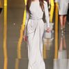 Elie Saab Fall 2012 DrapeFront Split Hem Evening Gown  in Beige (natural) - Lyst